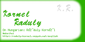 kornel raduly business card